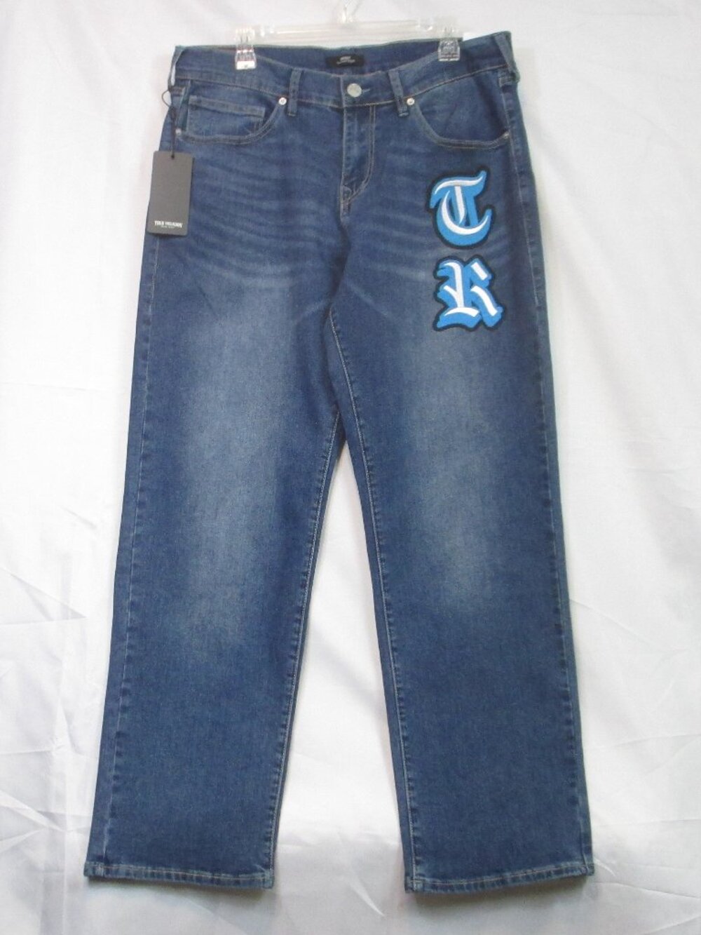 NWT True Religion Bobby Applique Relaxed Baggy Jeans Mens W32 L32 Medium Wash